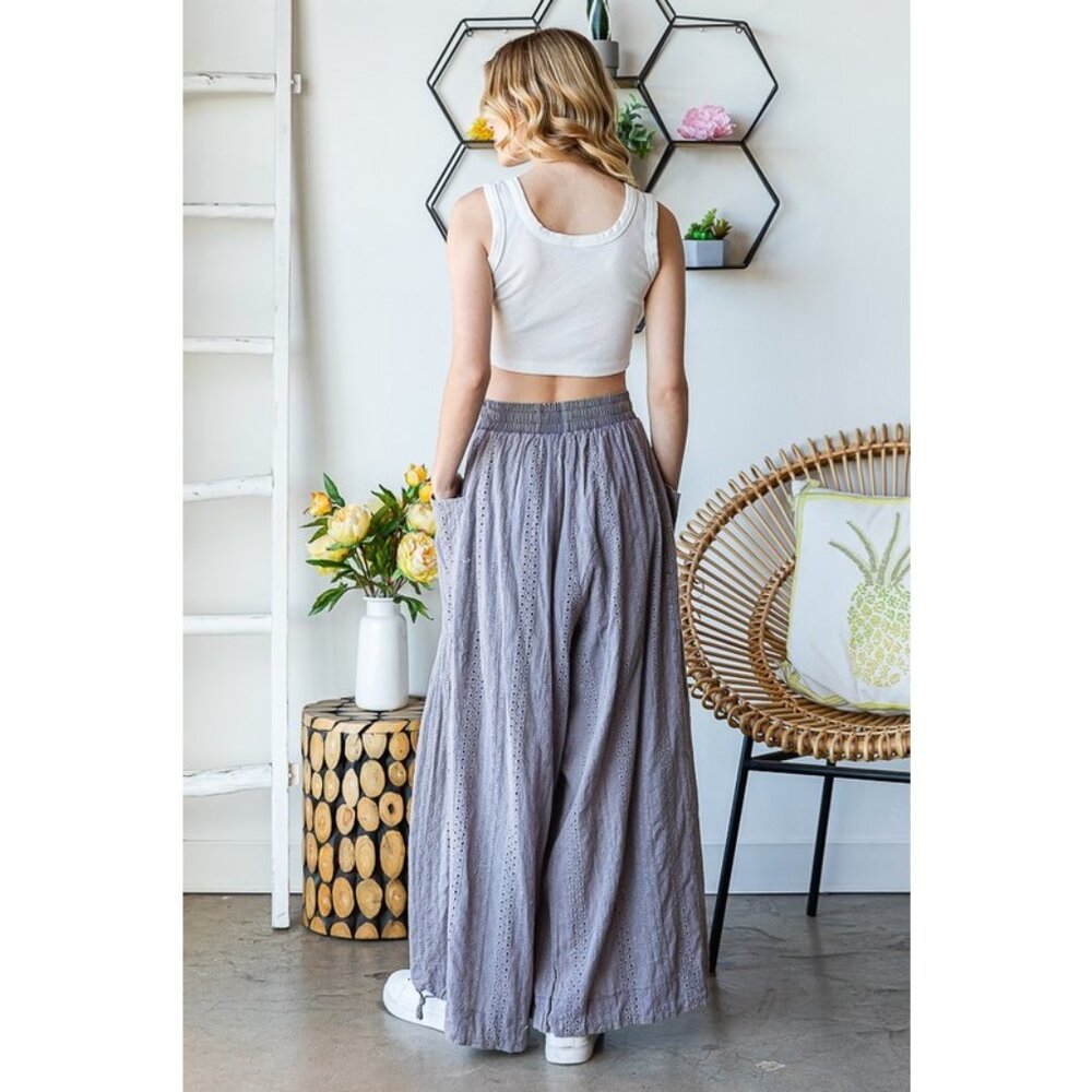 043 Oli & Hali Mineral Washed Wide Leg Lavendar Eyelet Knit Pants NEW Size XL - Picture 4 of 9